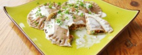 Raviolis au poivron et okara